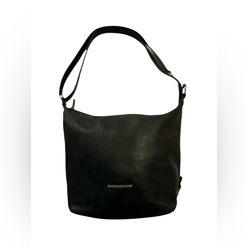 Vintage CARVEN Hobo black leather handbag